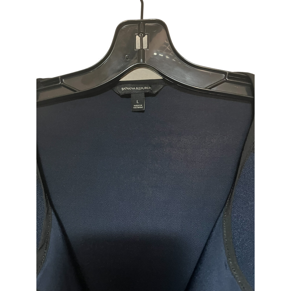 BANANA REPUBLIC - Women Navy Blue ruffled blouse  - Size L - Picture 3 of 7